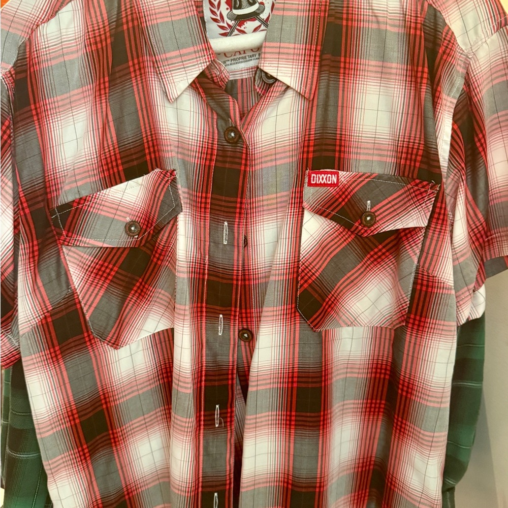 DIXXON Bamboo Red and Gray Plaid Casual Shirt